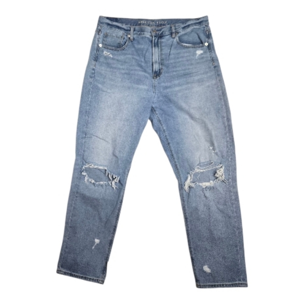 AMERICAN‎ EAGLE light wash distressed mom jean 14